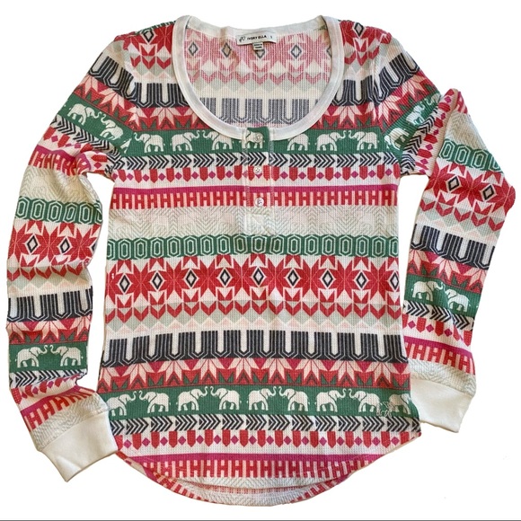 IVORY ELLA Henley Thermal Long Sleeve Sleep Shirt Small - Picture 3 of 8